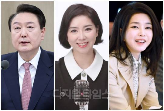 (왼쪽부터) 윤석열 대통령, 임세은 전 청와대 부대변인, 김건희 여사. <디지털타임스 DB, 대통령실 제공>