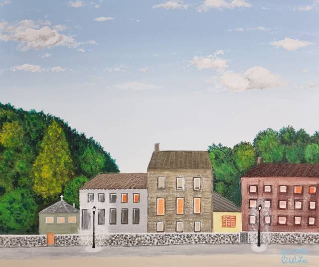 이병욱 박사의 작품 <평화로운 마을 고요한 산책> 45.5X 53.5cm Acrylic on canvas 2023