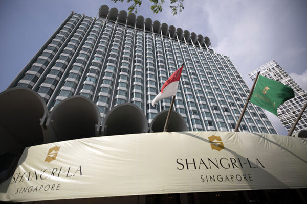 20차 아시아안보회의가 개최되고 있는 싱가포르 샹그릴라 호텔의 모습. 싱가포르=EPA연합뉴스