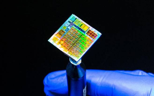 마리오 란자 사우디아라비아 킹압둘아과학기술대 재료과학과 교수팀이 개발한 ‘하이브리드 2D-CMOS 마이크로칩’. /KAUST