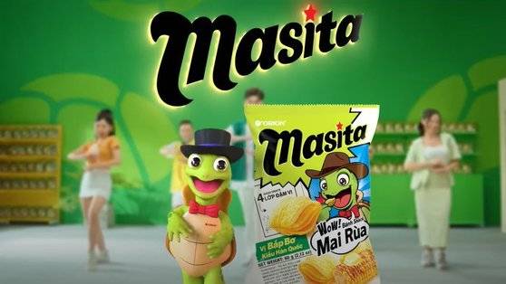 지난달 오리온 베트남 법인에서 진행한 꼬북칩 유튜브 광고. 베트남 꼬북칩 제품명 '마시타'를 가사와 댄스로 재밌게 표현해 좋은 반응을 얻었다. 사진 오리온