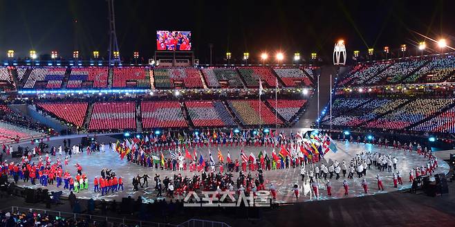 2018 평창 동계올림픽대회 폐회식에서 선수단이 입장하고 있다. (스포츠서울DB)