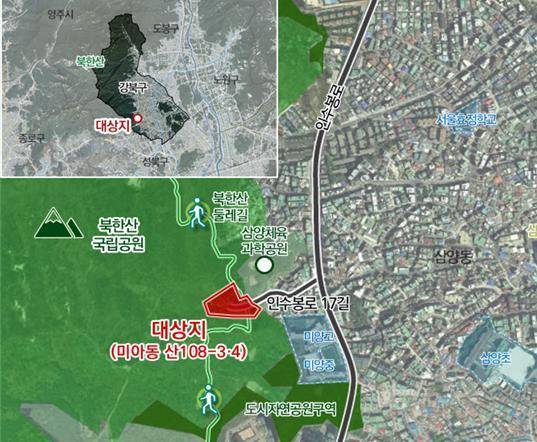 미아 배수지 위치도(서울시 제공).