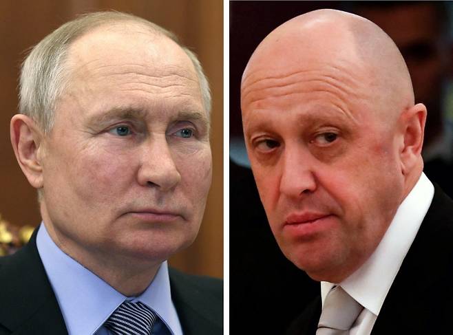 블라디미르 푸틴 러시아 대통령(왼쪽)과 예브게니 프리고진/AFPBBNews=뉴스1