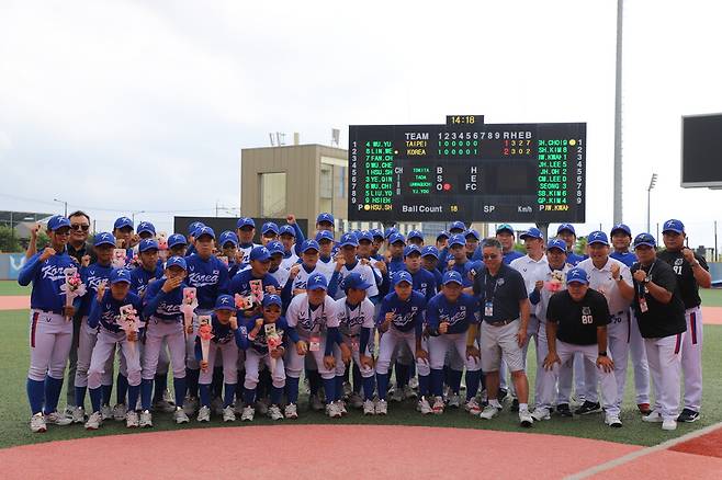 ▲ 지난달 26일 대만을 꺾은 리틀야구 대표팀 ⓒ한국리틀야구연맹