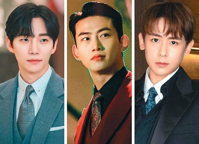 이준호, 옥택연, 닉쿤(왼쪽부터) 등 그룹 2PM 멤버들이 드라마와 영화를 오가며 ‘대표 연기돌’로 활약 중이다. 사진제공|JTBC·KBS·JYP엔터테인먼트