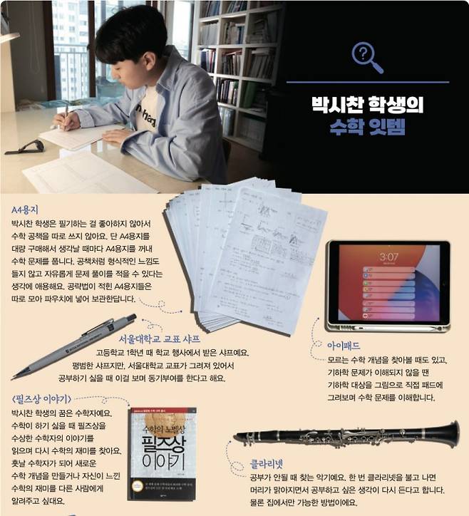 박시찬 학생의 수학 잇템. 수학동아, 임익순 촬영(제공)
