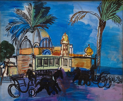라울 뒤피, 니스 부둣가 산책로의 카지노 앞을 지나는 두 대의 마차(1926)      니스시립미술관