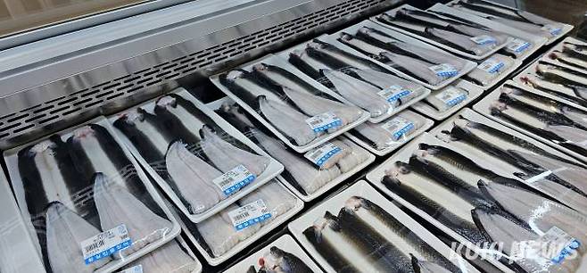 판매대에 진열된 민물장어 여기서 정량 정가로 구입하면 된다.