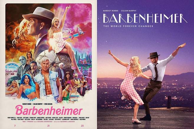 영화 '바비'와 '오펜하이머'를 합친 '바벤하이머' 밈 관련 사진 /사진=트위터 캡처