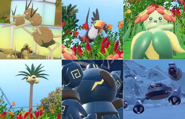 - 두트리오(좌측 상단부터), 왕큰부리, 아르꼬, 알로라 나시, 골루그, 메탕구