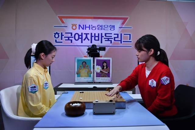 왼쪽부터 김은지,-후지사와 리나. 사진=한국기원 제공