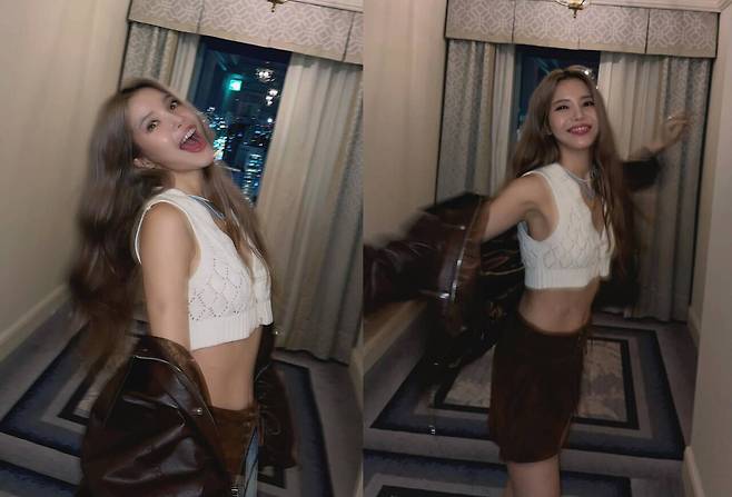 MAMAMOO SOLAR boasted a sexy look.Solar posted an article entitled MAMAMOO + 1st fanconcert in JAPAN and several photos on his instagram on the 6th.In the photo, she stood in a carpeted corridor and took a colorful pose and stared at the camera.Sola showed a sexy autumn fashion by matching a knit cropped skirt, especially the narrow waist line and smooth abs that are revealed under the trotty.In the following photo, she also showed her dancing with her arms open as if she was excited. Solas innocent face gives her a smile.Meanwhile, MAMAMOO + (MAMAMOO Plus), which is made up of MAMAMOO member Solar, is conducting a fan concert MAMAMOO + 1ST FAN CONCERT TWO RABBITS CODE in Japan, Taiwan, Singapore and Malaysia.