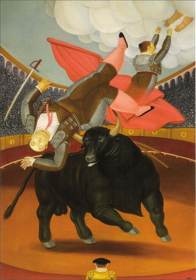 '루이스 샬레의 죽음'(1984). 투우사의 죽음을 소재로 한 그림이다. 그는 평생 투우를 소재로 한 작품을 많이 그렸다.