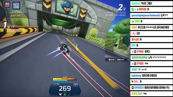 중국 카트라이더를 플레이하는 한 스트리머. 유튜브 ‘형독방송’