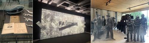 군인들의 옷과 무기, 서적 등이 전시된 박물관 내부