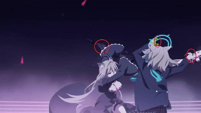 블루 아카이브에서 문제가 된 손동작 장면. (사진=온라인 커뮤니티 갈무리)