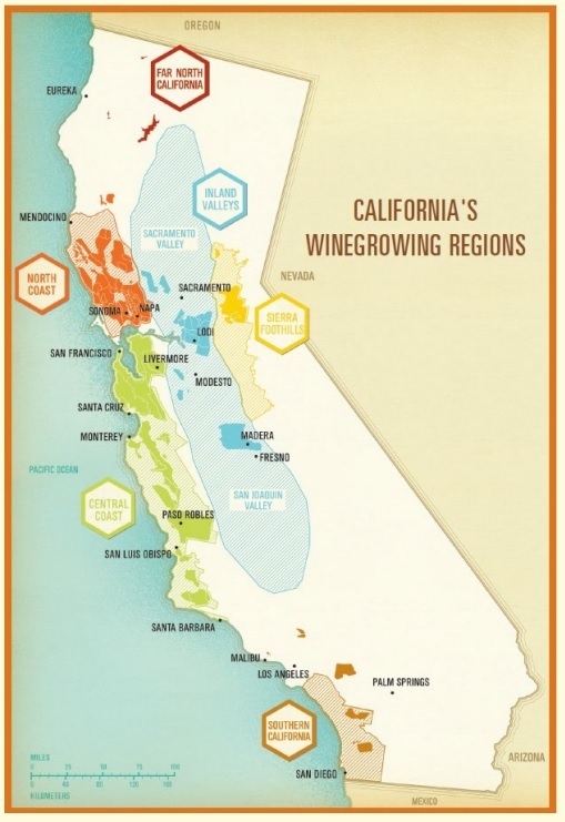 캘리포니아 주요 와인산지. 협회 제공
