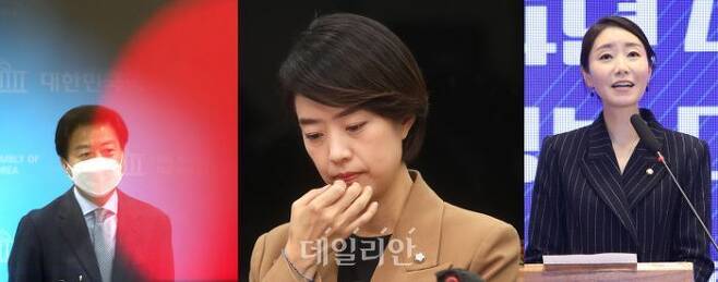 사진은 왼쪽부터 노웅래 더불어민주당 의원(서울 마포갑), 고민정 의원(광진을), 강선우 의원(강서갑) ⓒ데일리안 DB