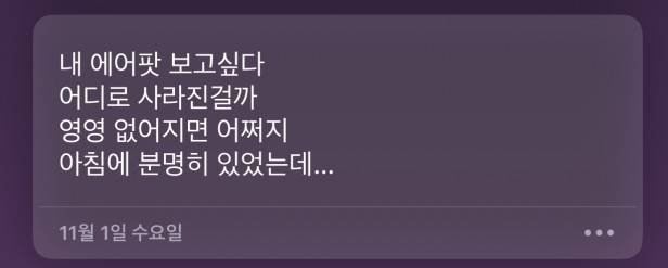 에어팟을 분실한 기분을 간단히 남겼다