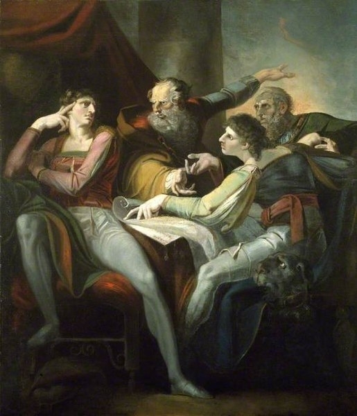 “이대로 호구처럼 당하고 있을 것이오.” 헨리 핫스퍼(맨 왼쪽)가 동료들과 토론하는 모습. 1784년 작품.