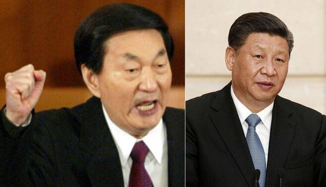주룽지 전 총리(왼쪽) 와 시진핑 중국 국가주석.