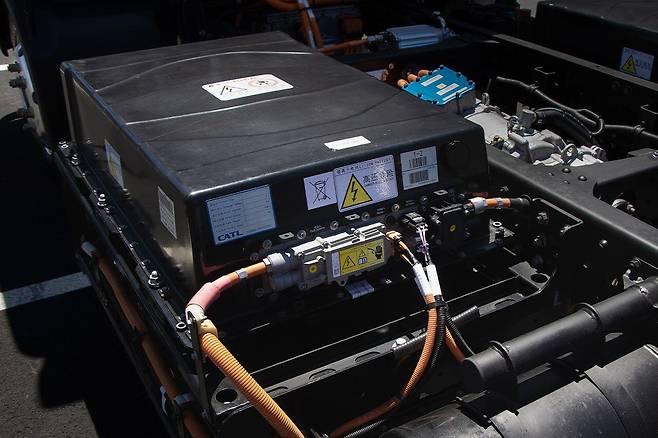 현대차 전기 상용차 마이티 일렉트릭에 장착된 CATL LFP 배터리. /현대차 뉴질랜드 제공