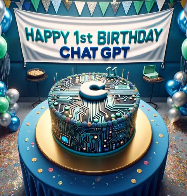 지난해 11월 출시 이후 1주년을 맞은 챗GPT. 오픈AI의 달리3로 생성한 챗GPT 1주년 축하 이미지. <사진=오픈AI>