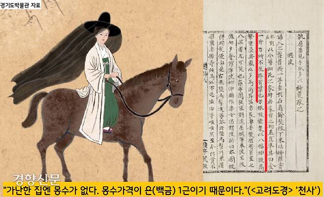 가난한 집에서는 몽수 패션을 할 수 없었다. <고려도경>은 “몽수 가격이 은 1근에 해당되니 가난한 집에서는 마련할 수 없다”고 했다.|경기도박물관 제공