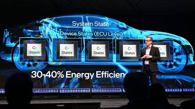 인텔은 자동차 전력 소모를 작동 상황에 맞게 조절해 전력 효율을 최대 30% 향상 가능하다고 주장했다. (사진=지디넷코리아)