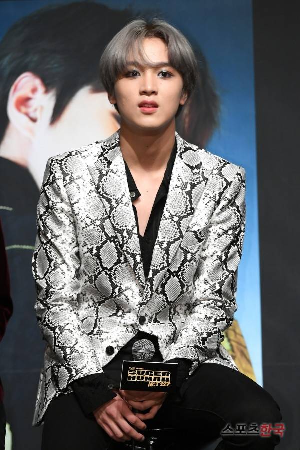 NCT 127 새 미니앨범 'WE ARE SUPERHUMAN' 제작 발표회에 참석한 해찬. 사진=윤수정 기자 pic@hankooki.com