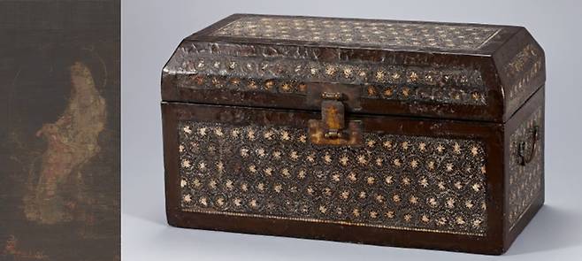 일본에서 구입해 기증된 고려 불화 ‘수월관음도’(윤동한 기증, 왼쪽)와 ‘나전칠기 경함’(보물·국립중앙박물관회 기증). 국립중앙박물관 제공