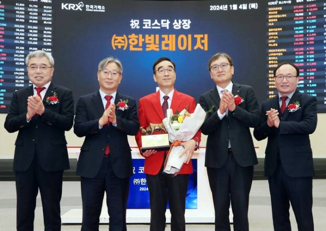 DB금융스팩10호와 합병을 통해 증시에 입성한 한빛레이저 주가가 강세다. /사진=한국거래소 제공