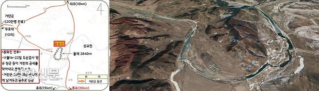 1010~1011년 발발한 제2차 고려-거란 전쟁에서 7일간의 접전 끝에 첫 승리를 거둔 흥화진(추정) 전투. 거란군은 이 전투에서 패함으로써 40만대군 가운데 20만명을 흥화진 인근 무로대에 잔류시킬 수밖에 없었다. |구글어스·지도는 안주섭의 논문에서