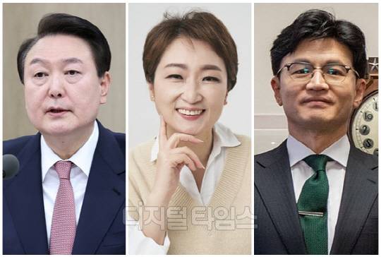 (왼쪽부터) 윤석열 대통령, 이언주 전 국회의원, 한동훈 국민의힘 비상대책위원장. <디지털타임스 DB, 대통령실 제공>