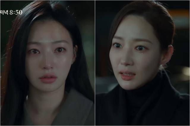 tvN 드라마 '내 남편과 결혼해줘'에서 주인공 강지원(오른쪽·박민영 분)과 정수민(송하윤 분)이 대립하고 있다. tvN 유튜브 갈무리