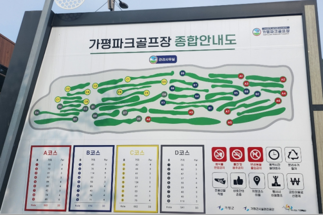 가평파크골프장 종합안내도. 9홀짜리 4개 코스로 조성돼 있다. 가평파크골프장 제공