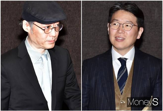 임종윤 사장(왼쪽)과 임종훈 사장이 한미사이언스 주주총회 현장에 송영숙 회장과 임주현 부회장보다 먼저 모습을 드러냈다. /사진=임한별 기자