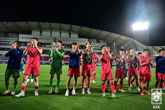 아랍에미리트(UAE)를 1-0으로 제압한 한국 올림픽축구대표팀.(대한축구협회 제공)