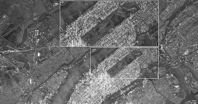 미국 뉴욕 센트럴파크를 한화시스템의 소형 SAR 위성이 촬영한 모습. 한화시스템 제공