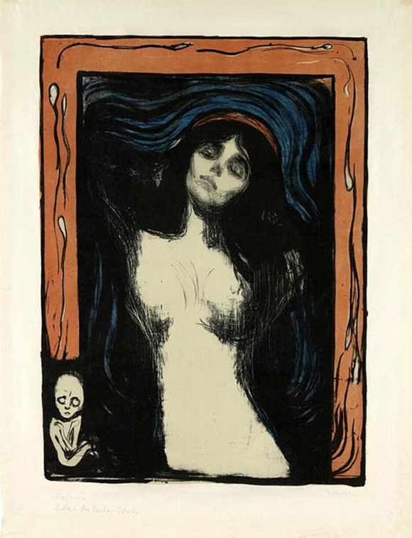뭉크, ‘마돈나’, 1895/1902, 석판화, 74.5x54cm, 개인소장.