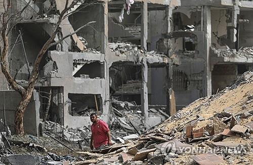 공습으로 파괴된 가자지구 건물 [EPA=연합뉴스 자료사진. 재판매 및 DB 금지]