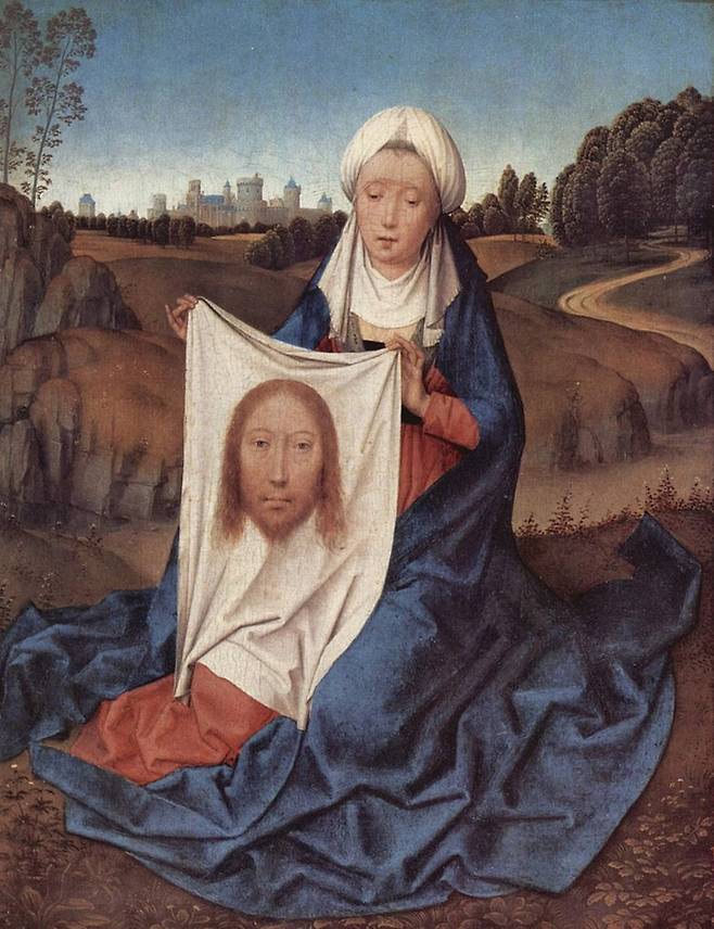 보수적인 기독교에서는 신체를 가꾸는 걸 죄악이라 여겼다. 베일을 쓴 베로니카. 1470년 한스 멤링 작품.