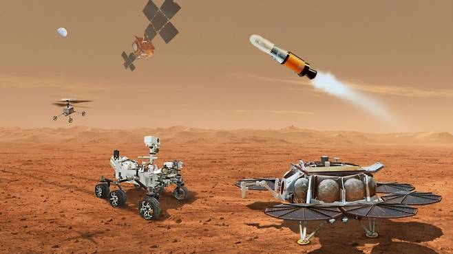 미국 항공우주국(NASA)의 화성 표본 회수 프로젝트(MSR) 임무 상상도./사진제공=NASA