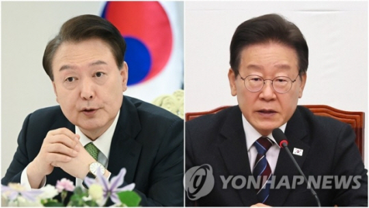 윤석열(왼쪽) 대통령과 이재명 더불어민주당 대표. 연합뉴스