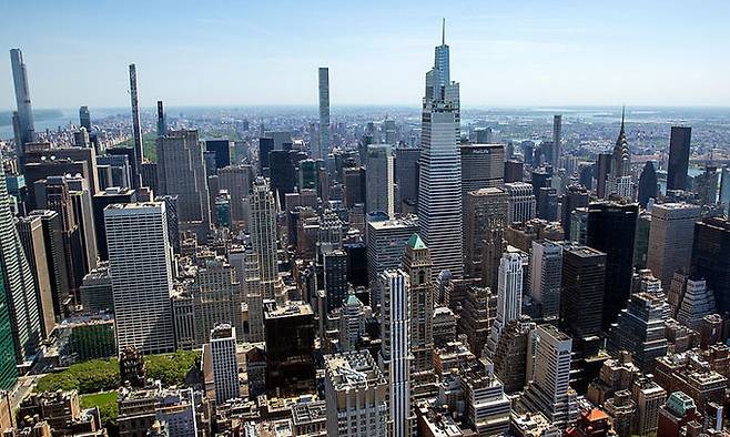 미국 최대 업무지구인 뉴욕 맨해튼의 전경. 뉴욕=AP연합뉴스