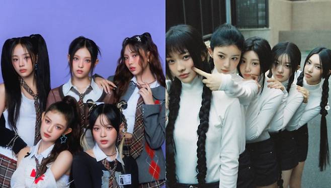 하이브와 하이브 산하 레이블 어도어 간 갈등의 골이 깊어지고 있다. 사진은 걸그룹 뉴진스(왼쪽)와 아일릿. /사진=뉴진스, 아일릿 공식 인스타그램