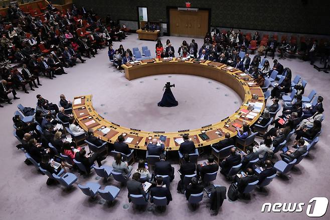 지난달 25일(현지시간) 미국 뉴욕 유엔 본부에서 열린 유엔 안전보장이사회 전체회의 모습<자료사진>. 2024.3.25. ⓒ 로이터=뉴스1 ⓒ News1 김성식 기자