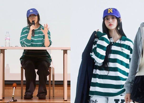 25일 기자회견장에 나온 민희진(왼쪽) 어도어 대표와 뉴진스의 컴백 티저 이미지 속 민지. /뉴시스, 어도어