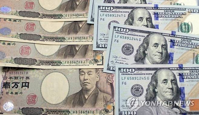 일본 엔화 지폐와 미국 달러화 지폐 / 사진=연합뉴스